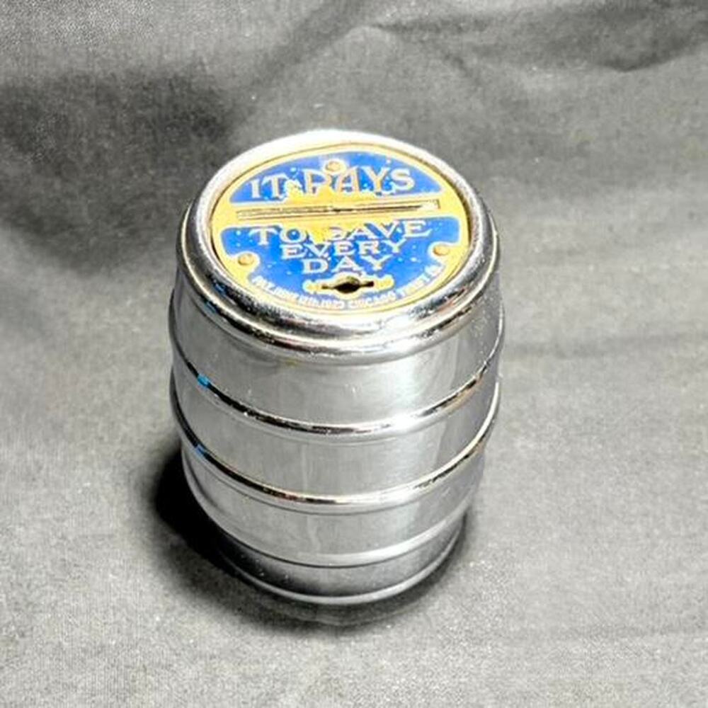 🚨 1923 Chicago Thrift Co Villa Park Trust and Savings Bank Metal Coin Bank 🏦